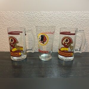 Washington Redskins NFL Football Beer Glass Mugs & Budweiser Glass Vintage